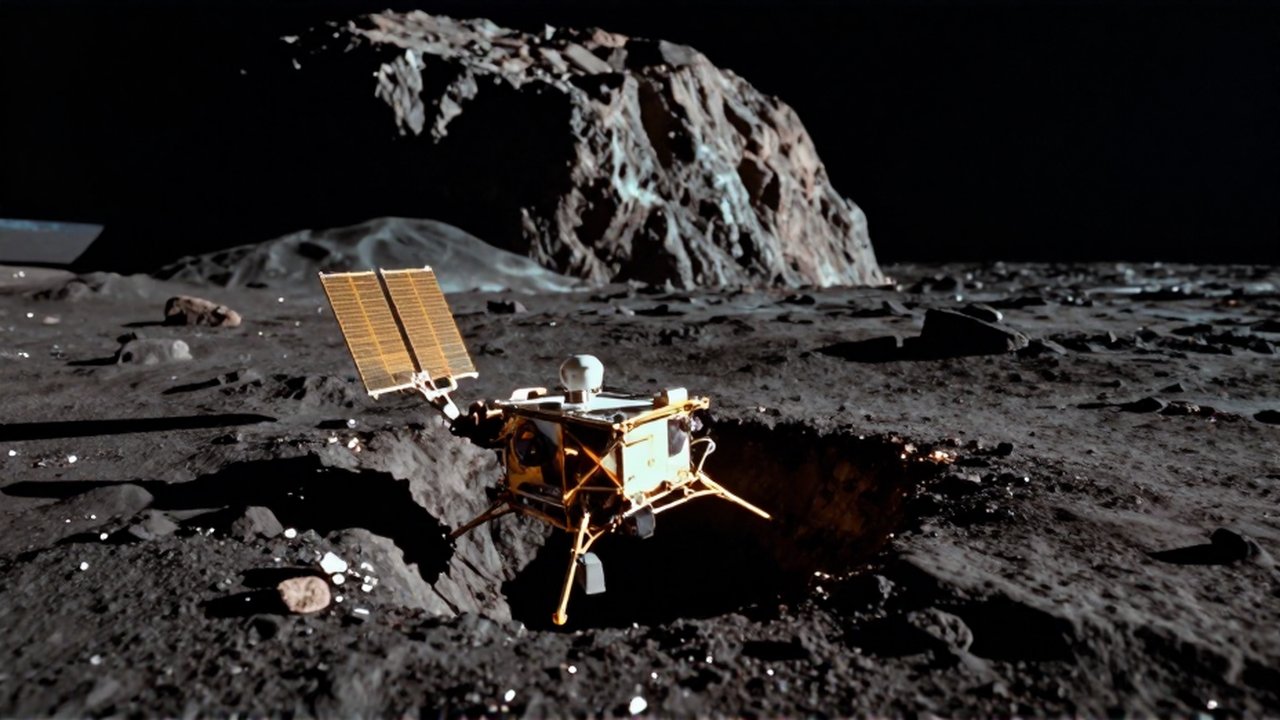 La sonda Philae aterriza en una grieta rocosa sobre la superficie oscura del cometa 67P.
