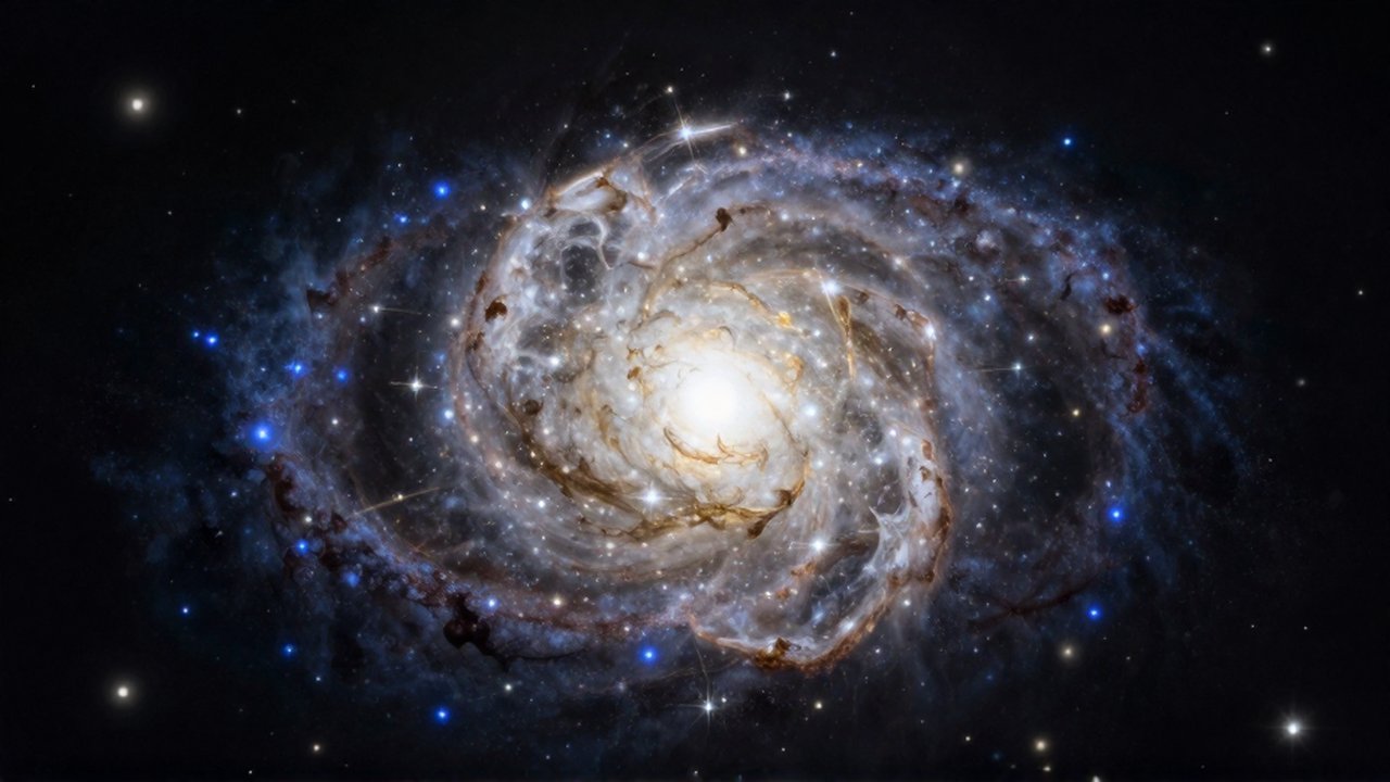 Un denso cúmulo globular de estrellas blancas y doradas resalta sobre el vacío cósmico.