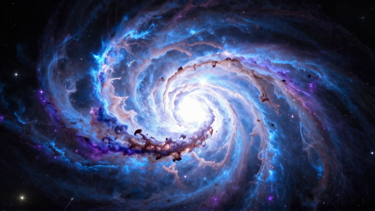 Una supernova de una estrella azul gigante estalla con ondas de plasma en una nebulosa violácea.